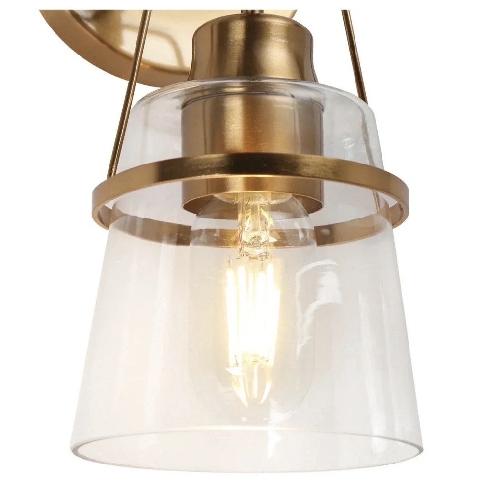 LNC Dendrophyllia 1-Light Gold Wall Sconce Vanity Light - Modern Rippled Glass